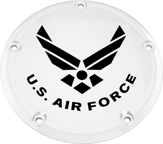 Custom Engraving 7   M8 Flt/Flh Derby Cover Air Force Chrome