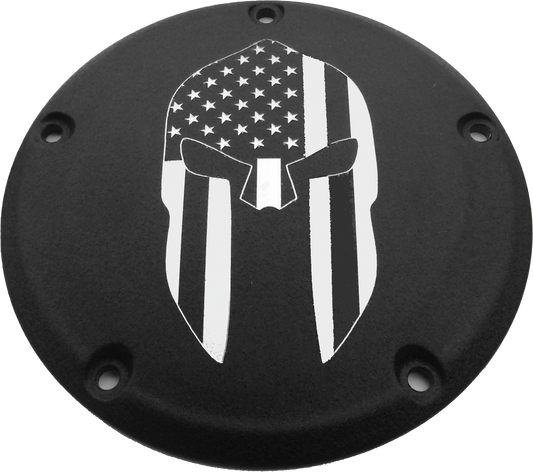 Custom Engraving 7   M8 Flt/Flh Derby Cover Spartain Black