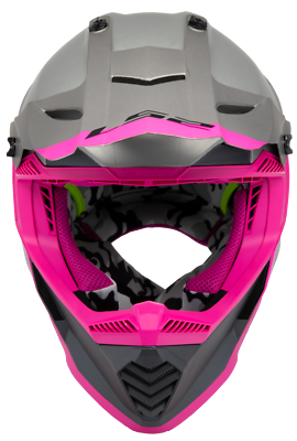 LS2 GATE LAUNCH MX HELMET - GRAY/SILVER/PINK - MOTOCROSS/OFFROAD LARGE