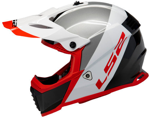 LS2 Gate Launch Youth Helmet Small White Red Black OffRoad MX ATV Moto LARGE