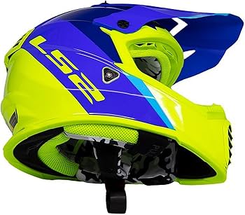 LS2 GATE LAUNCH MX HELMET - GLOSS BLUE/HI-VIZ - MOTOCROSS/OFFROAD LARGE