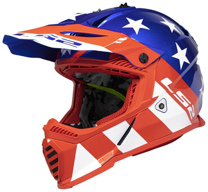 LS2 Gate Stripes MX Offroad Helmet Gloss Red/White/Blue SMALL