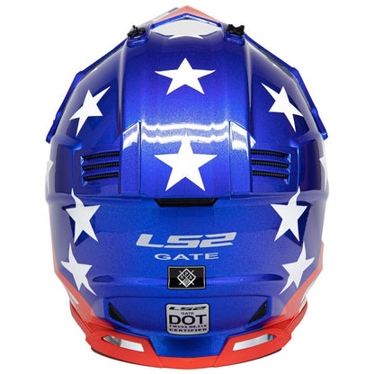 LS2 Gate Stripes MX Offroad Helmet Gloss Red/White/Blue SMALL