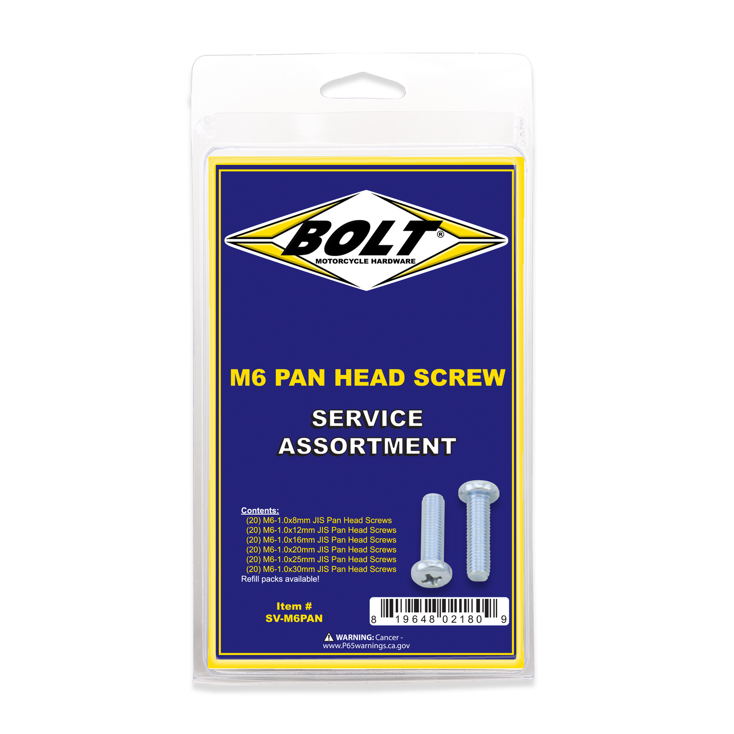 Bolt M6 Phillips Head Assortment 120/PK