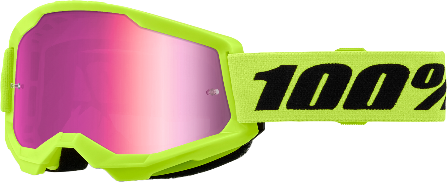 100-Percent Strata 2 Junior Goggle Neon Yellow Mirror Pink Lens