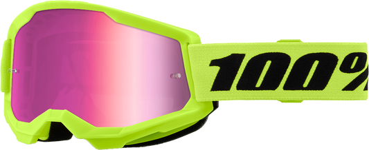 100-Percent Strata 2 Junior Goggle Neon Yellow Mirror Pink Lens