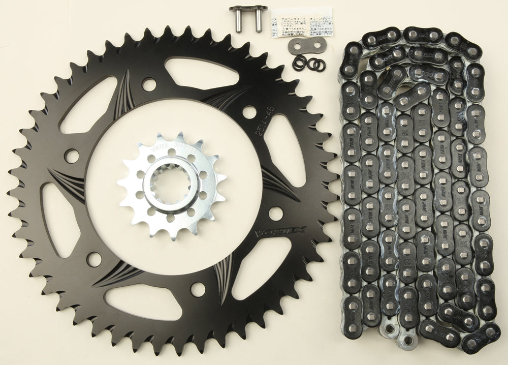 Vortex Sprocket/Chain Kit Stl/Alu 15/48T Blk Rx3 520-108L Blk