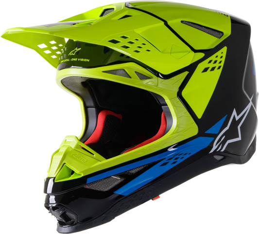 Alpinestars S.Tech S-M8 Factory Helmet Blk/Ylw Fluo/Blue Glossy Xl