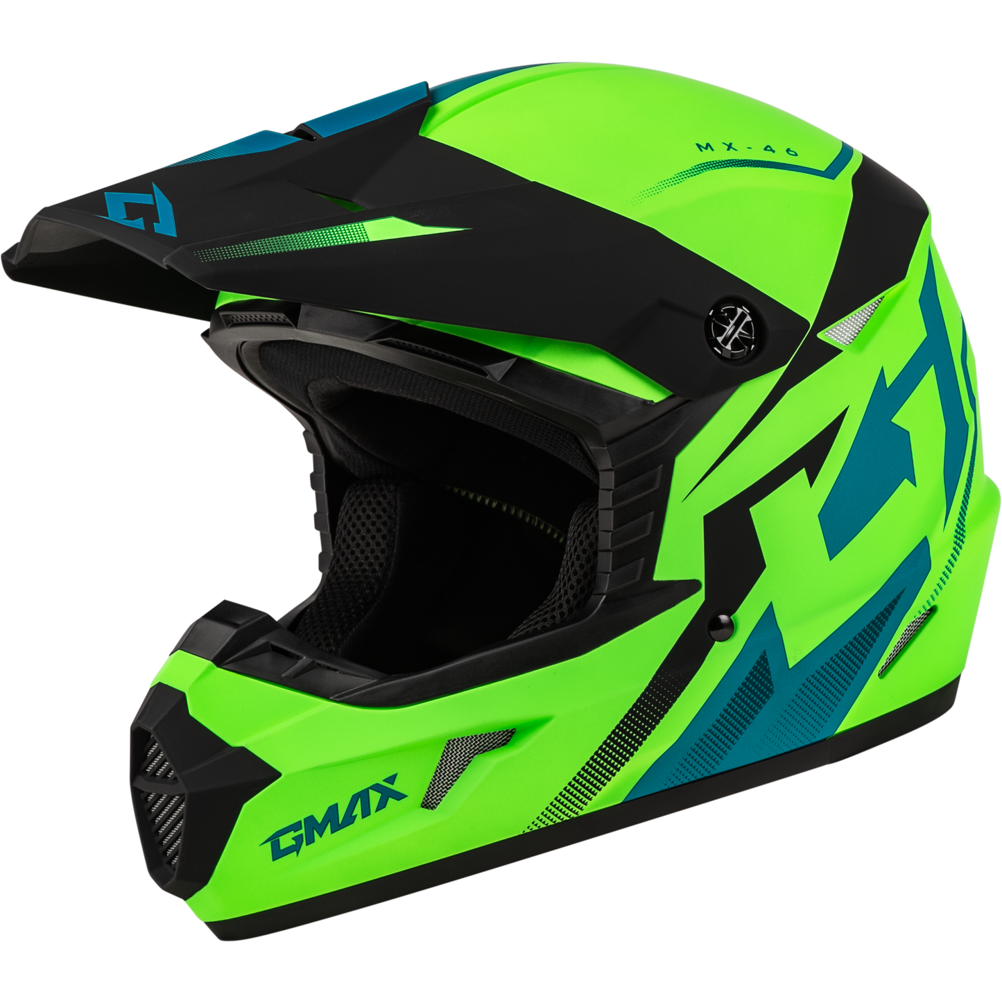 Gmax MX-46 COMPOUND HELMET MATTE HI-VIS GREEN/BLK/BLUE XL