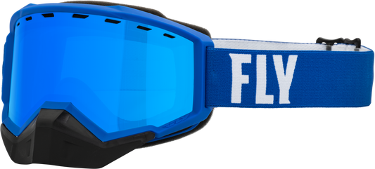 Fly Racing Focus Snow Goggle Blue/White W/ Sky Blue Mirror/Blue Lens