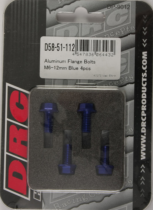 Drc Aluminum Flange Bolts Blue M6X12Mm 4/Pk