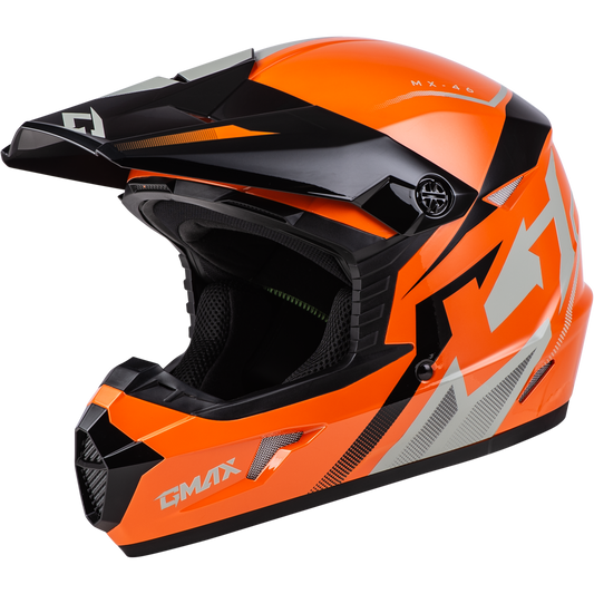 Gmax MX-46 COMPOUND HELMET ORANGE/BLACK/GREY XL