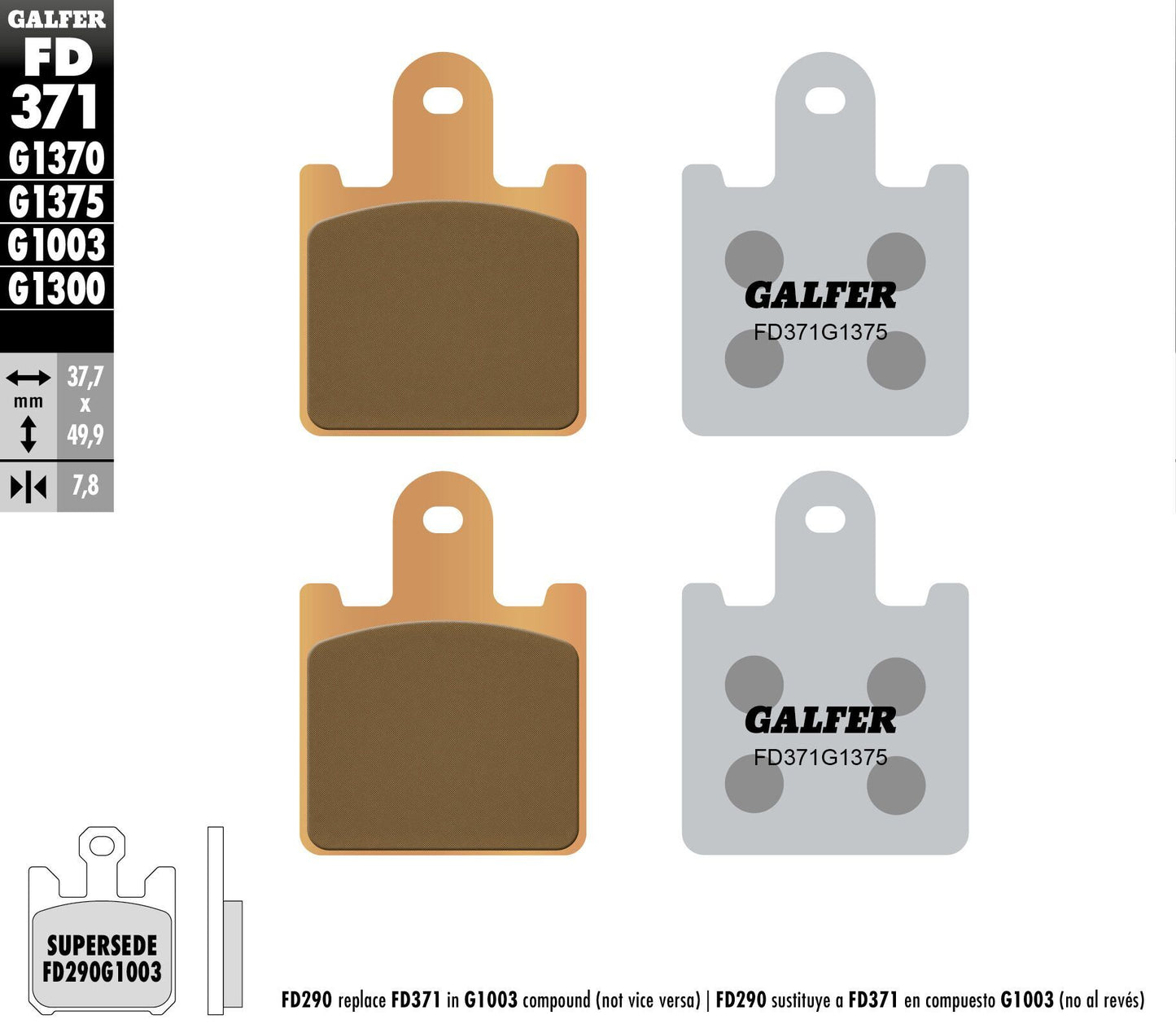 Galfer Brake Pads Sintered Ceramic Fd371G1375