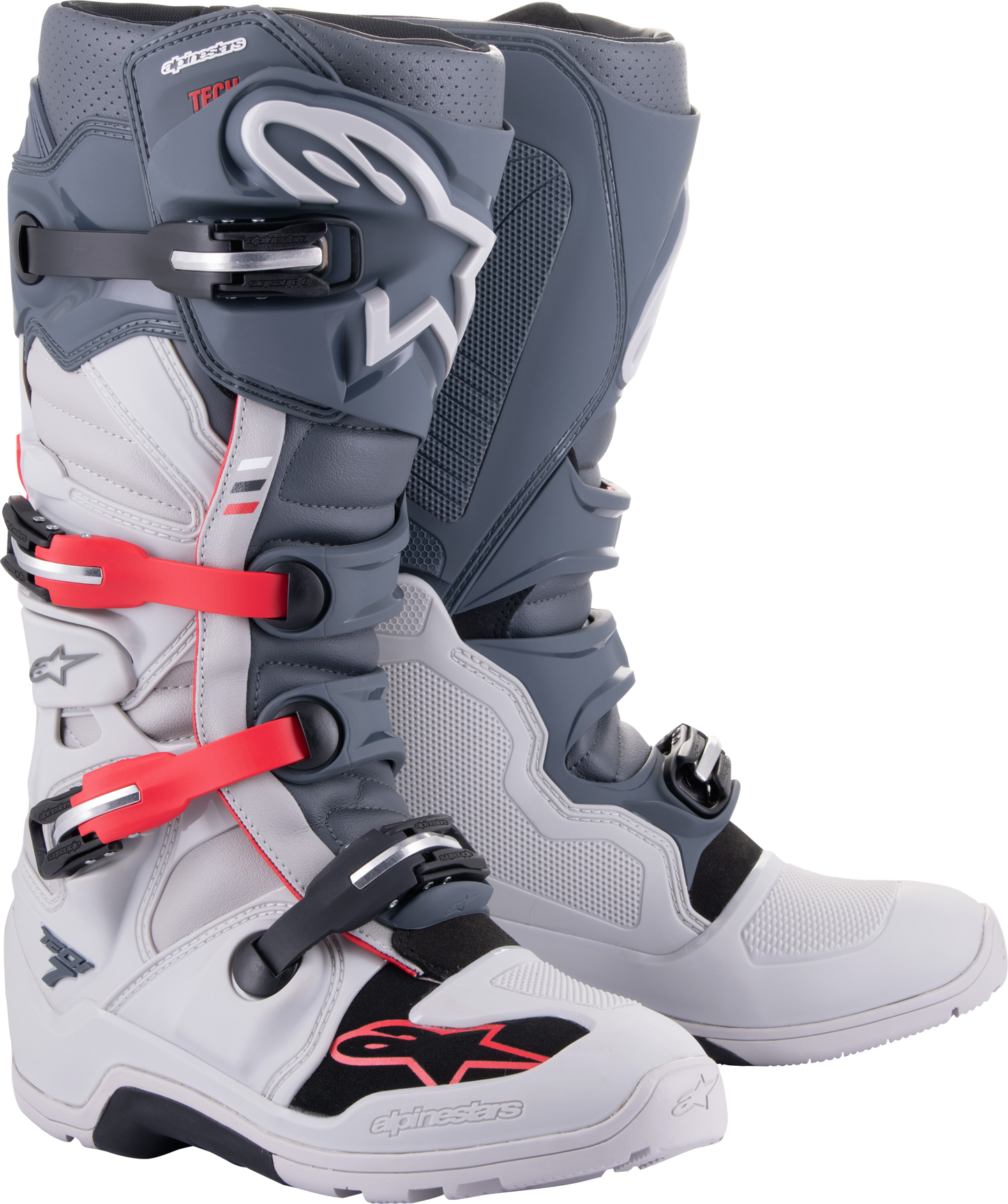 Alpinestars Tech 7 Enduro Boots Lt Grey/Drk Grey/Bt Rd Sz 7