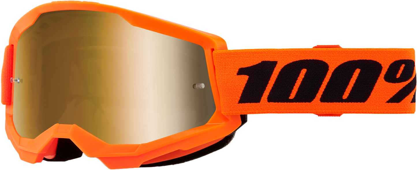 100-Percent Strata 2 Junior Goggle Neon Orange Mirror Gold Lens