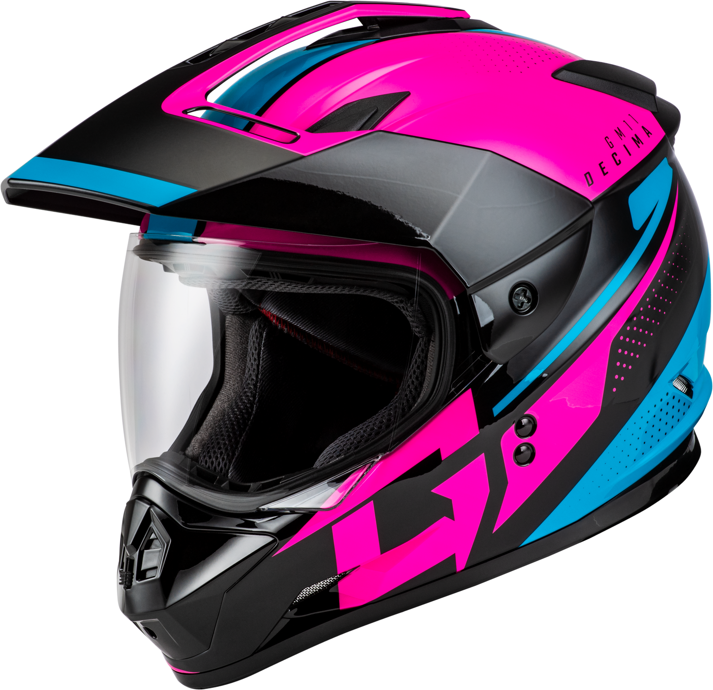 Gmax Gm-11 Decima Helmet Black/Pink/Blue Lg