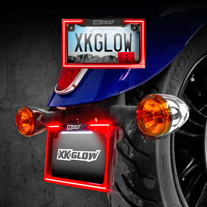 Xk Glow Motorcycle LED License Plate Frame w/Running Turn & Brake