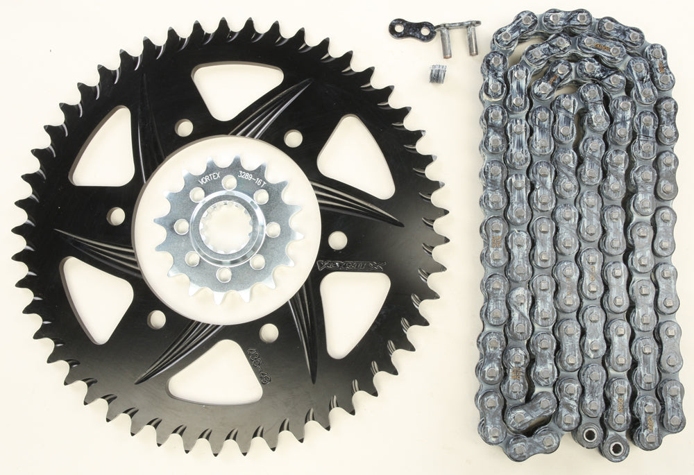 Vortex Sprocket/Chain Kit Stl/Alu 16/49T Blk Rx3 520-120L Blk