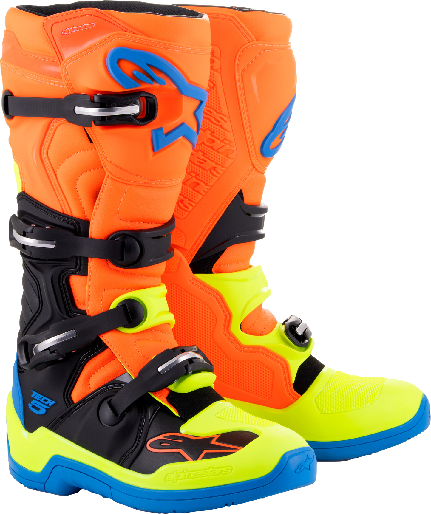 Alpinestars Tech 5 Boots Blue/Orange/Yellow Fluo Sz 6