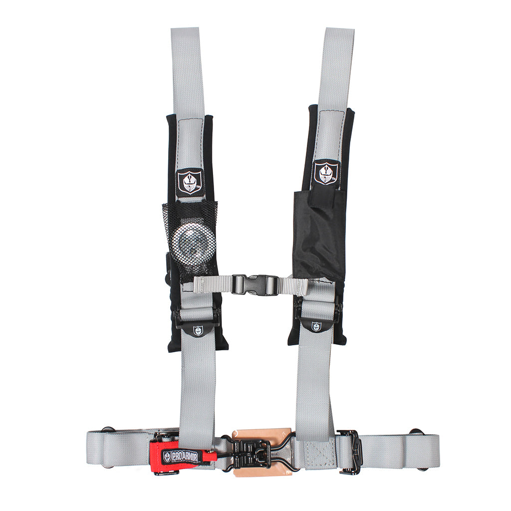 Pro Armor 4 Pt Harness With Sewn In Pads Silver 2 In.