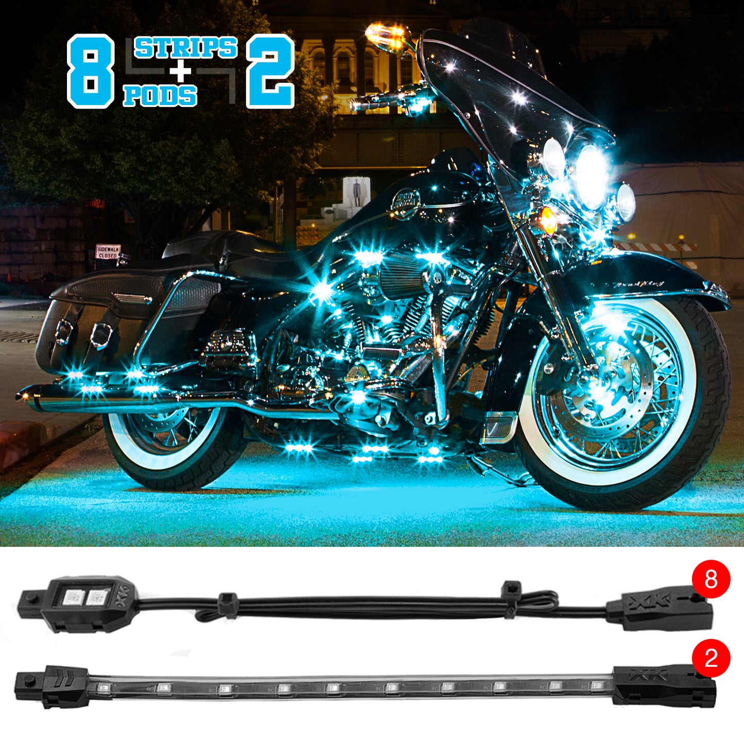 Xk Glow Single Color Motorcycle LED Accent Light Strip Kit