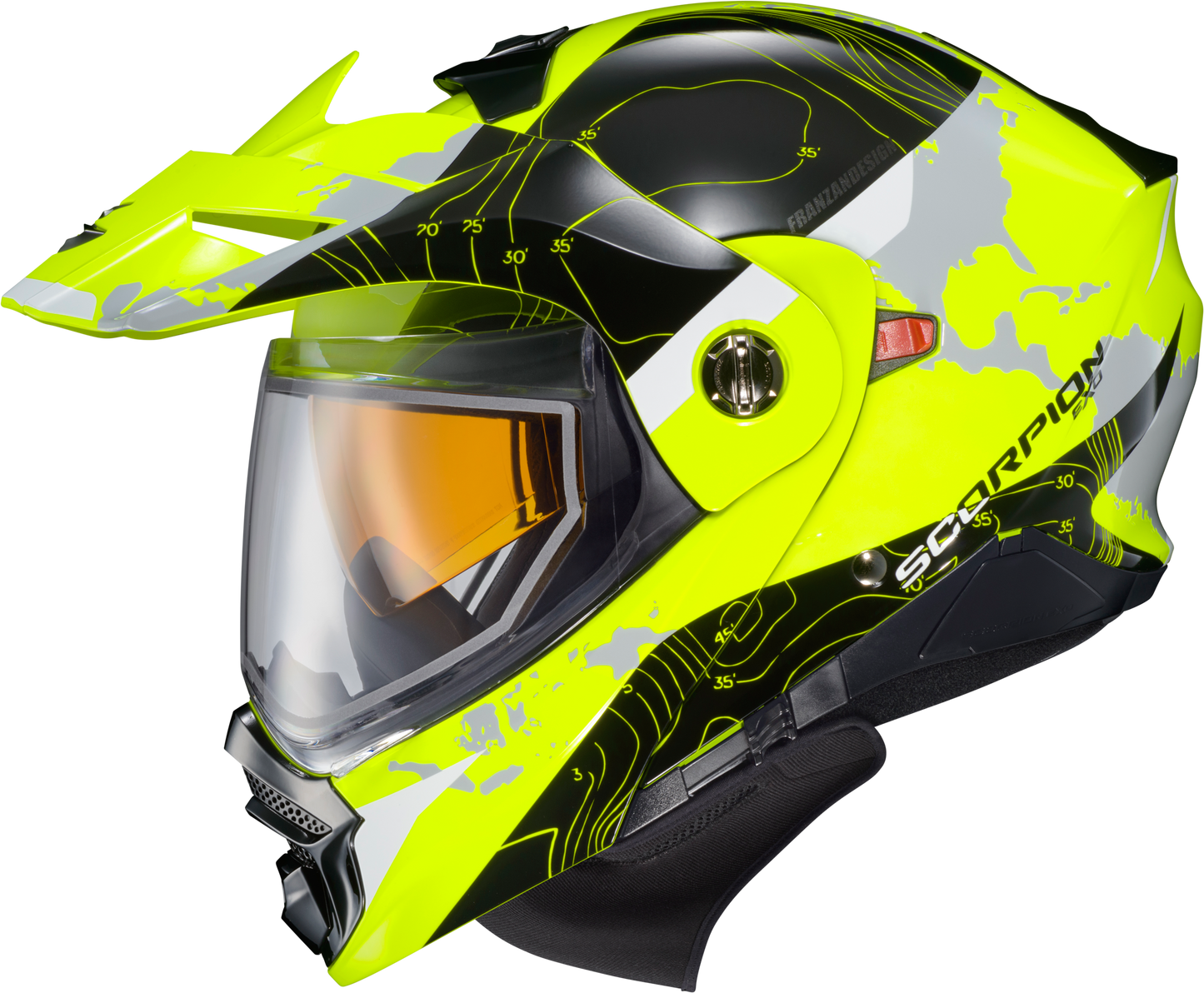 Scorpion Exo Exo-At960 Cold Weather Helmet Topographic Hi-Vis Lg (Dual)