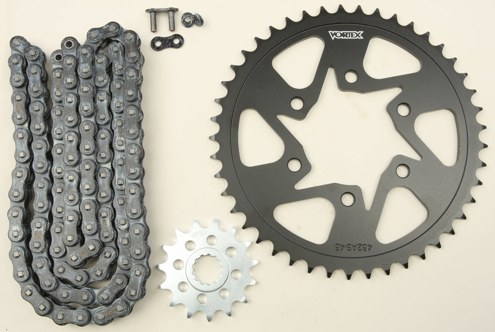 Vortex Sprocket/Chain Kit Stl/Stl 15/45T Sil Sx3 520-112L Blk • #3-CK6349