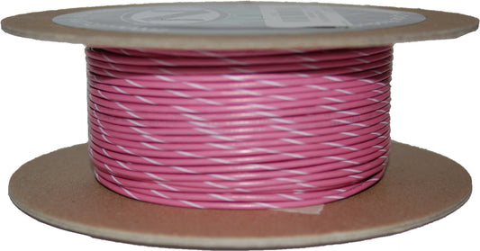 Namz Custom Cycle #18-Gauge Pink/White Stripe 100' Spool Of Primary Wire