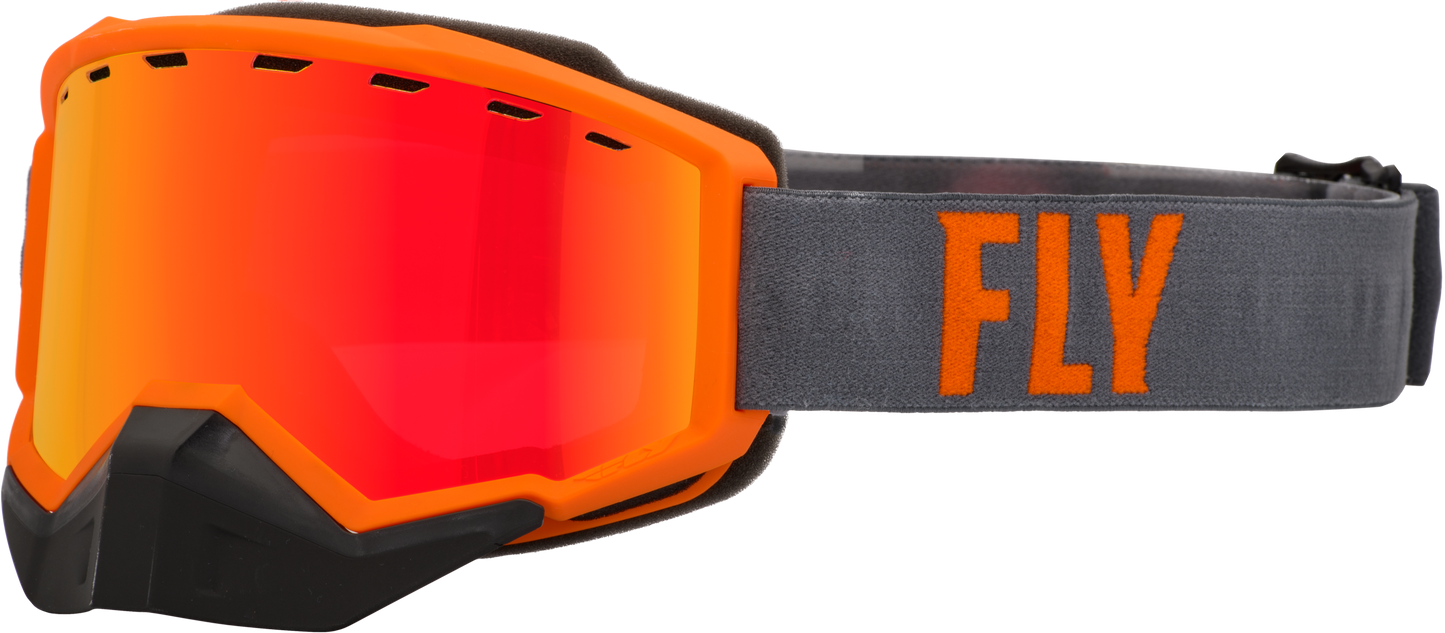 Fly Racing Focus Snow Goggle Grey/Orange W/ Red Mirror/Rose Lens