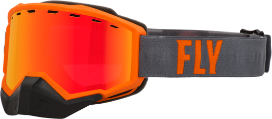 Fly Racing Focus Snow Goggle Grey/Orange W/ Red Mirror/Rose Lens