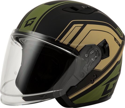 Gmax Of-87 Duke Helmet W/Led Light Matte Blk/Green Xs