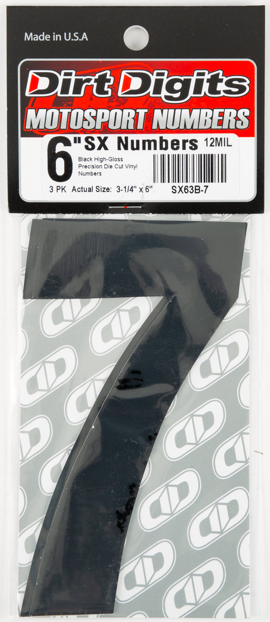 Dirt Digits #7 6" Black Super X Digits 3/Pk