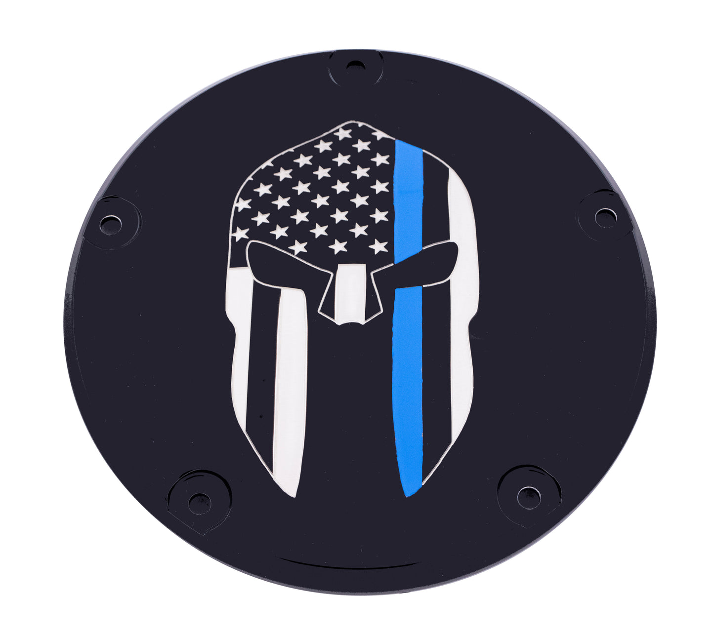 Custom Engraving 6   M8 Softail Derby Cover Sparta Blue Line Black