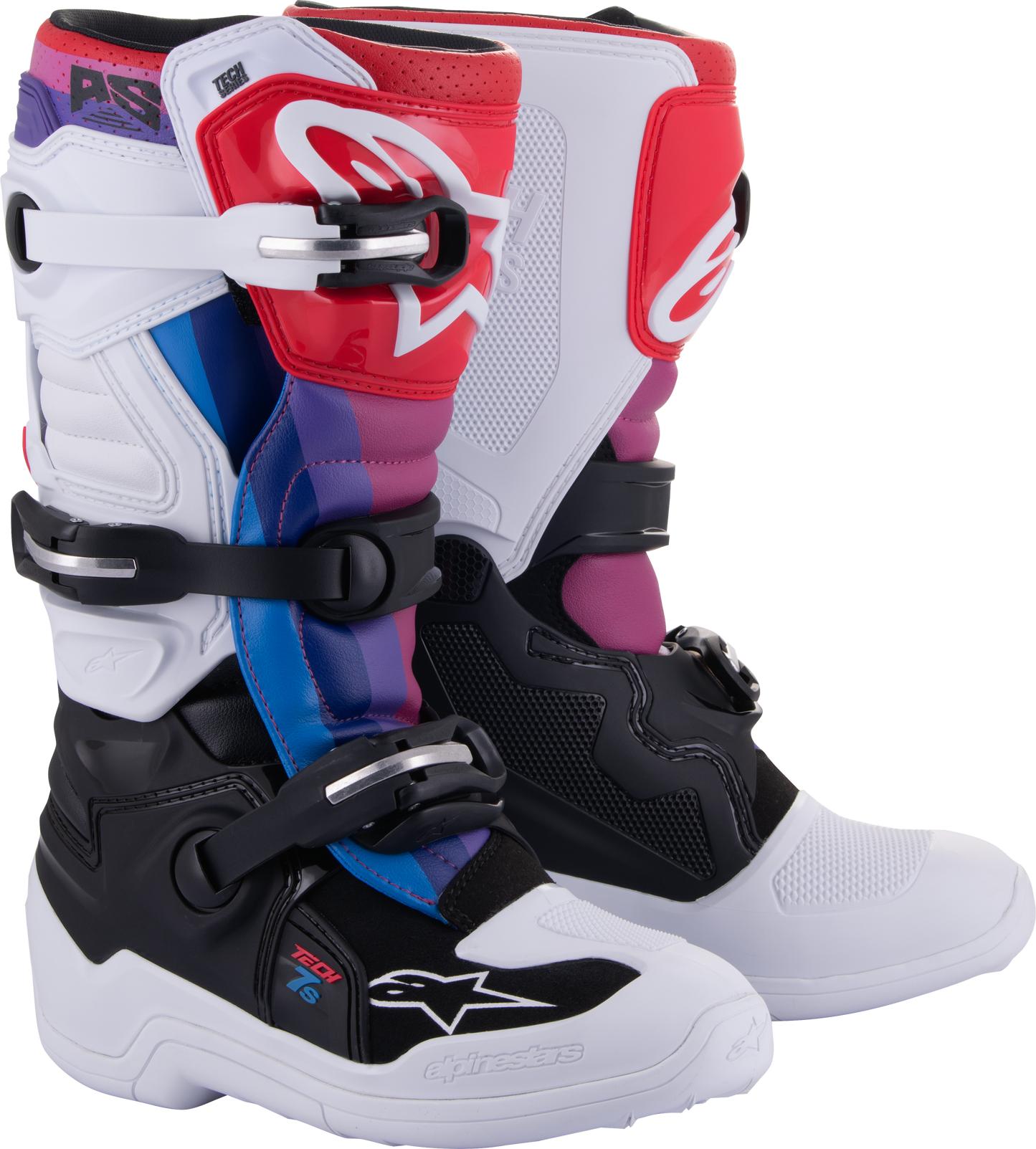 Alpinestars Tech 7S Boots Wht/Blk/Rainbow Sz 4