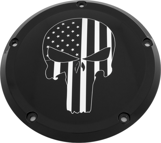 Custom Engraving 7   M8 Flt/Flh Derby Cover Punisher Black