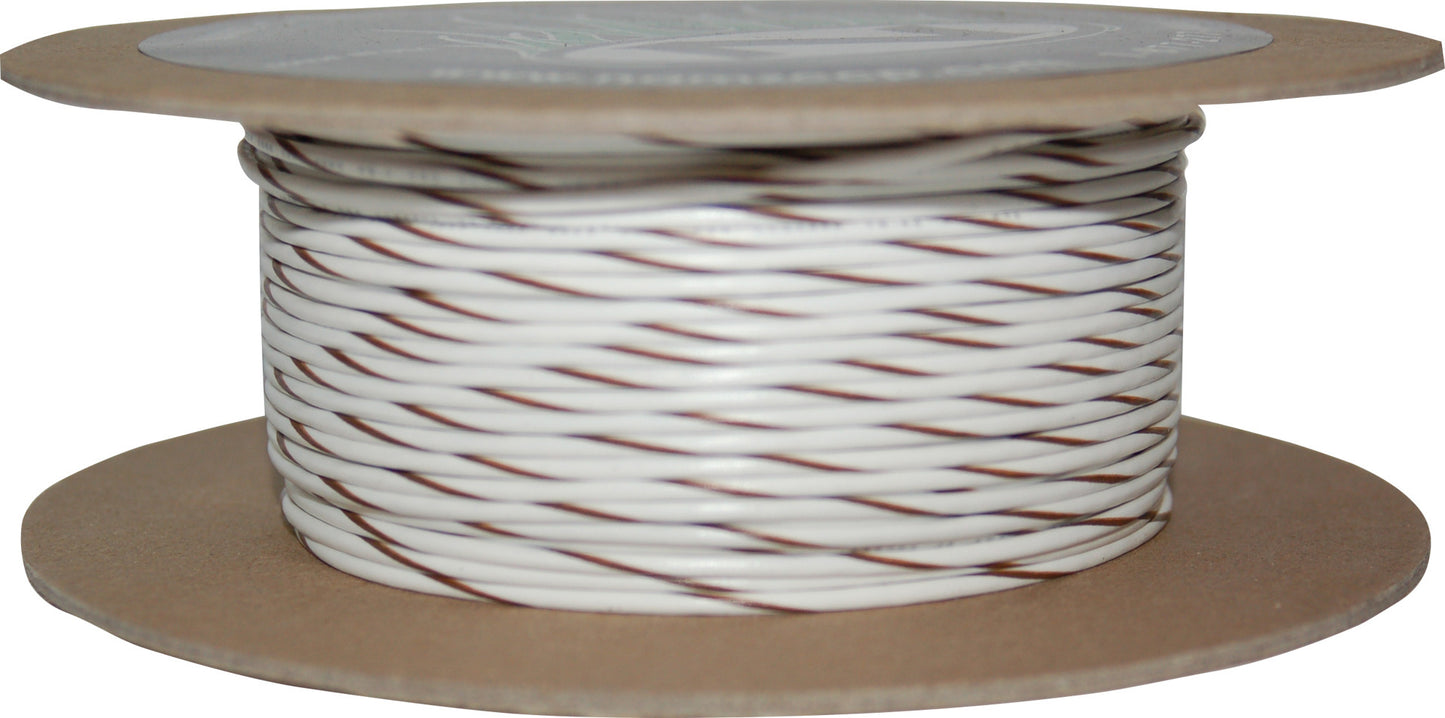 Namz Custom Cycle #18-Gauge White/Brown Stripe 100' Spool Of Primary Wire