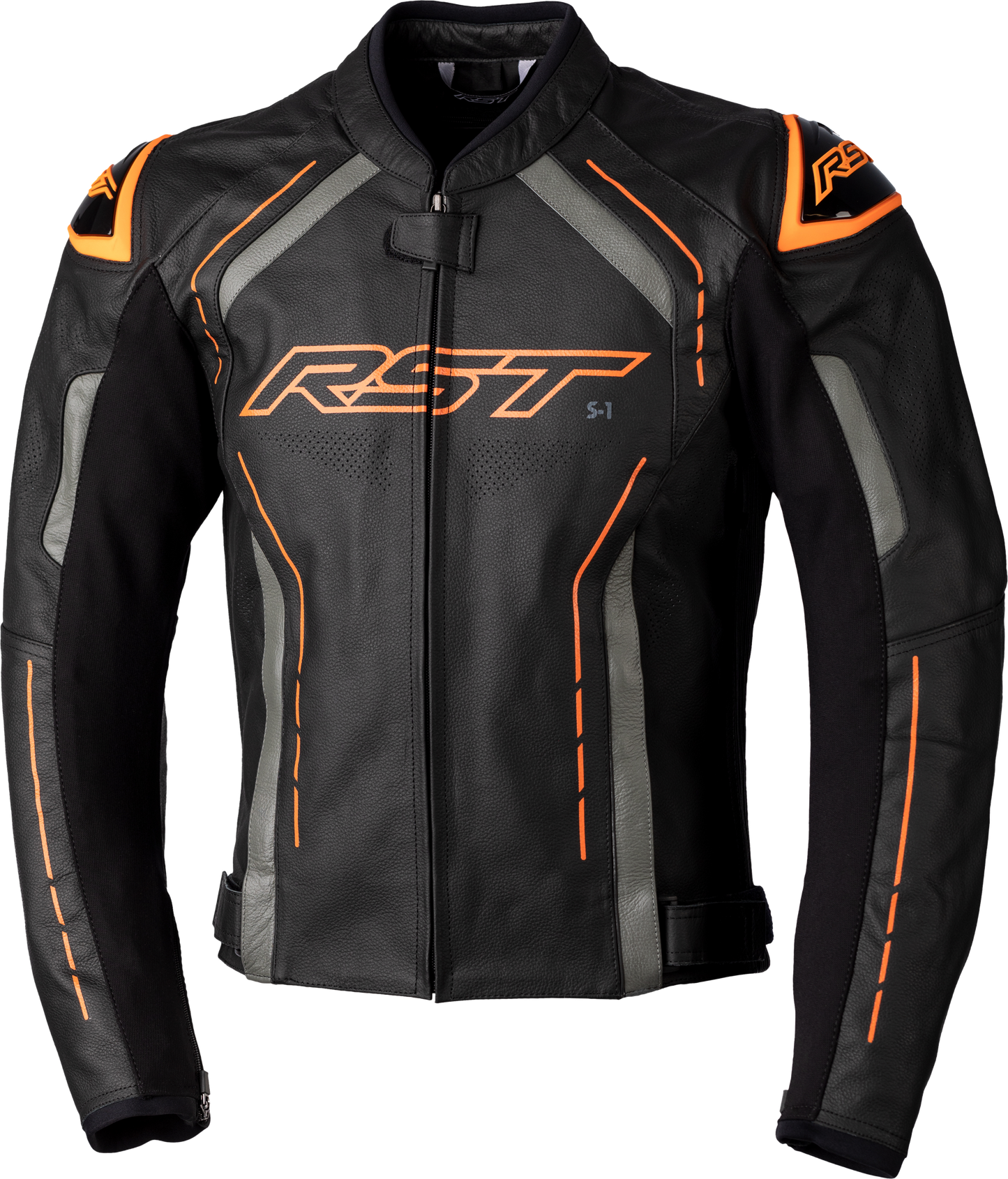 Rst S1 Ce Jacket Blk/Gry/Neon Org Leather Sm