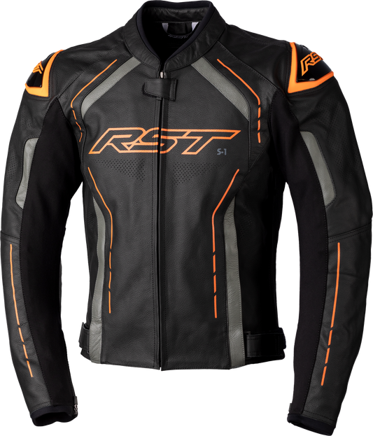 Rst S1 Ce Jacket Blk/Gry/Neon Org Leather 3Xl