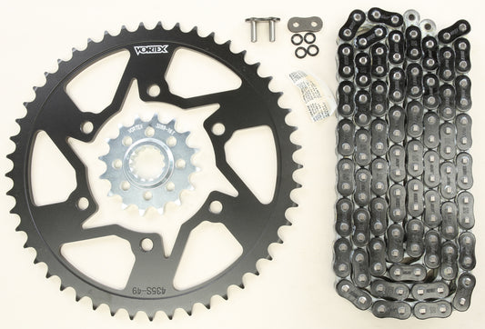 Vortex Sprocket/Chain Kit Stl/Stl 16/49T Sil Rx3 520-120L Blk