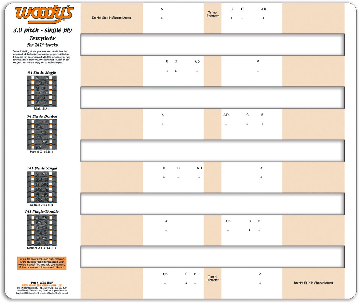 Woodys 300S Studding Template