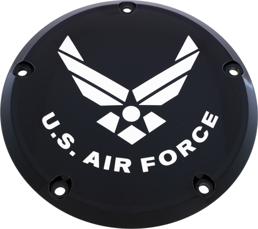 Custom Engraving 7   M8 Flt/Flh Derby Cover Air Force Black