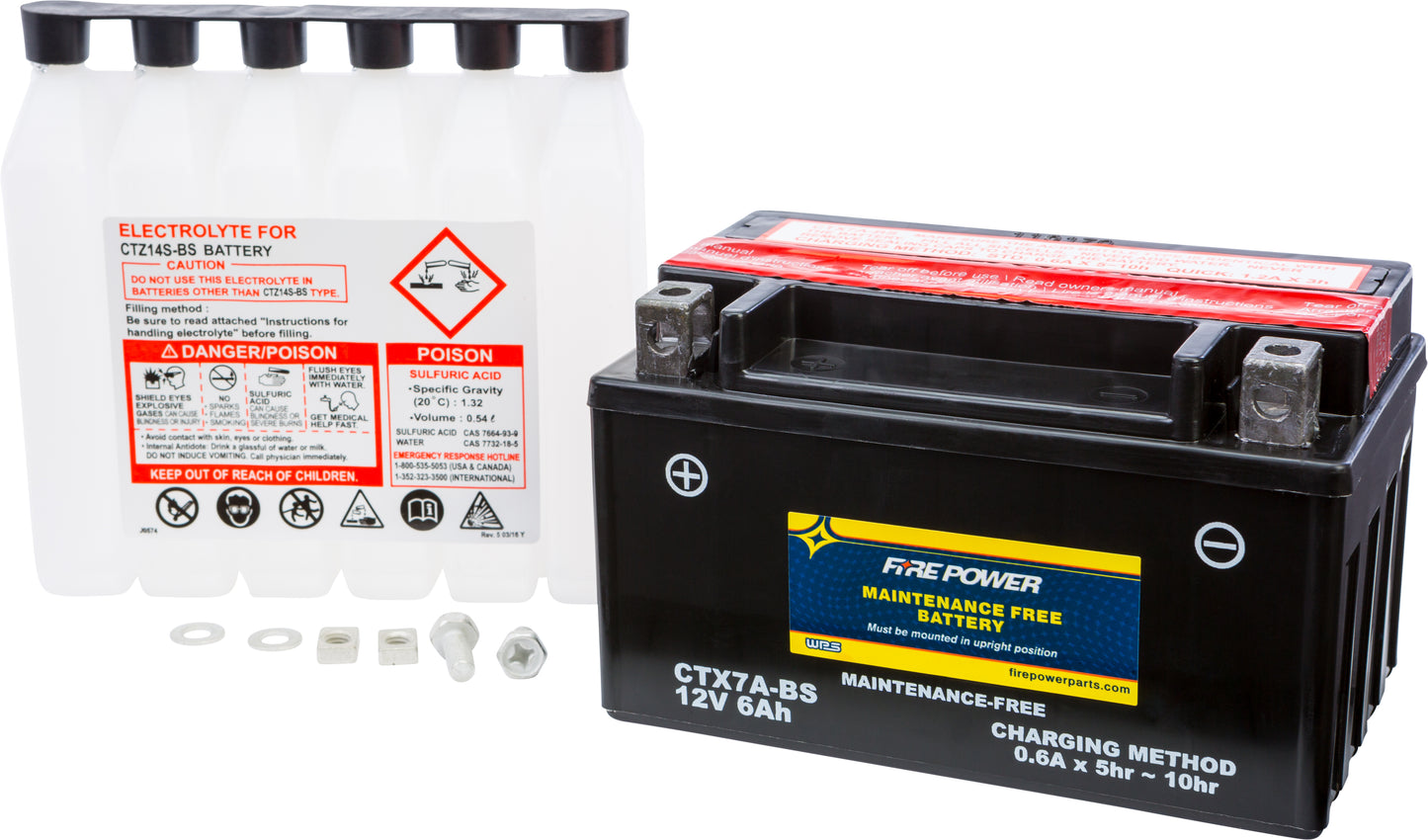 Fire Power Battery Ctx7A-Bs Maintenance Free