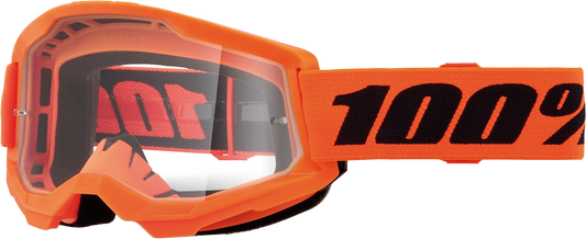 100-Percent Strata 2 Junior Goggle Neon Orange Clear Lens