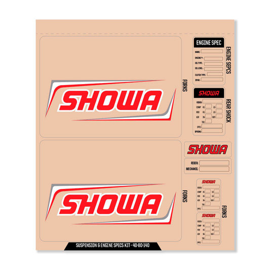 D-Cor Showa Decal Kit Red Showa Fork/Shock/Eng Spec