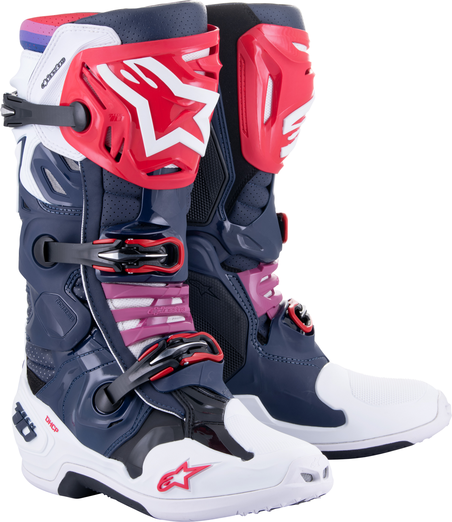 Alpinestars Tech 10 Supervented Boots Night Nvy/Wht/Rainbow Sz 8