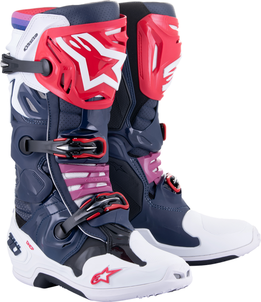 Alpinestars Tech 10 Supervented Boots Night Nvy/Wht/Rainbow Sz 8