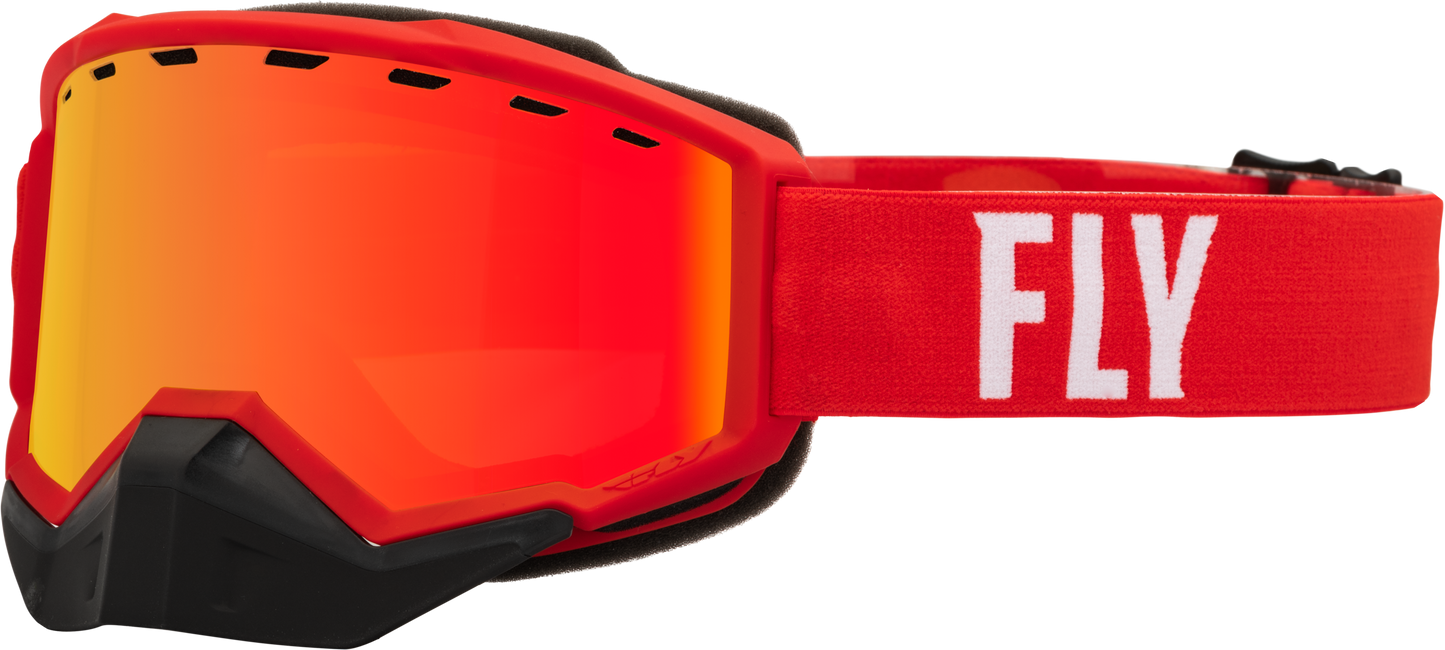 Fly Racing Focus Snow Goggle Red/White W/ Red Mirror/Amber Lens