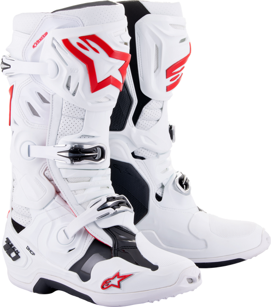 Alpinestars Tech 10 Supervented Boots White/Bright Red Sz 13