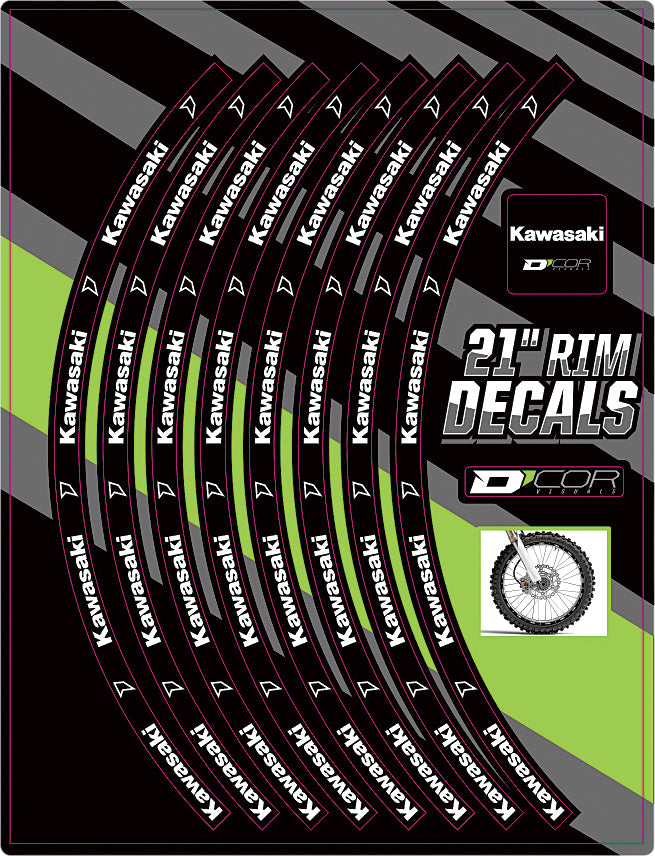 D-Cor Rim Decals 21" Kawasaki Logo Front