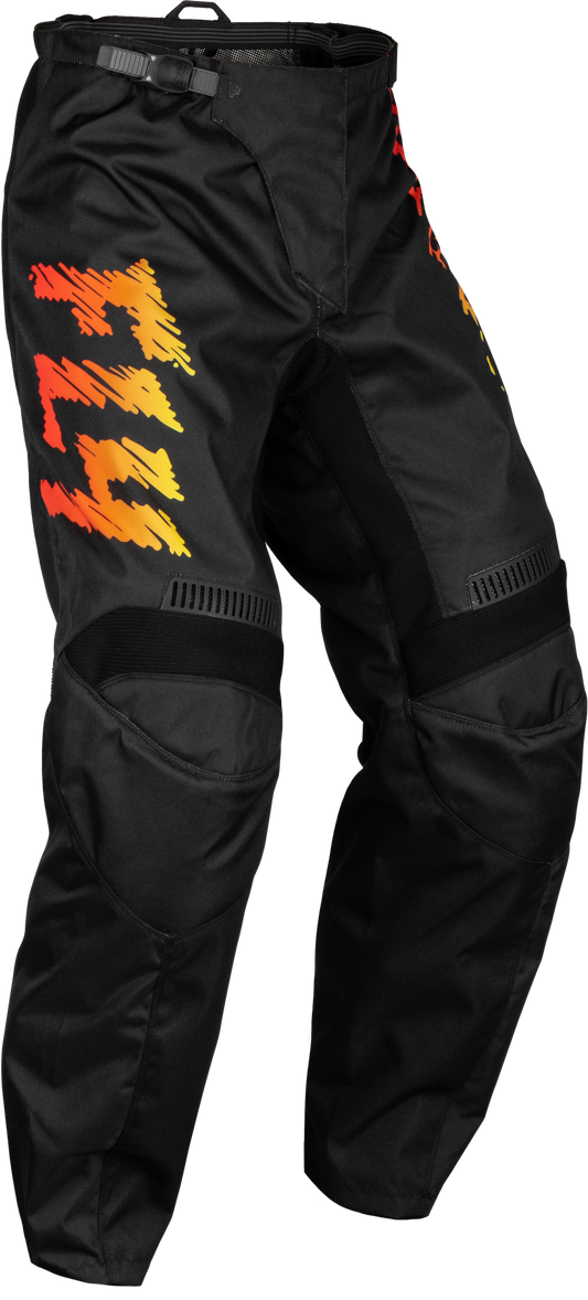 Fly Racing Youth F-16 Pants Black/Yellow/Orange Sz 18